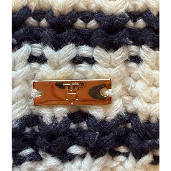 Tommy Hilfiger Women's Cable Knit Sweater Pullover Pocket White Navy XL - Picture 7 of 14